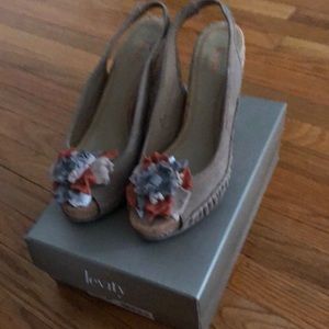 Women’s suede sling back wedges